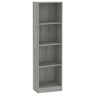 vidaXL 4-Tier Book Cabinet Grey Sonoma 40x24x143 cm Engineered Wood