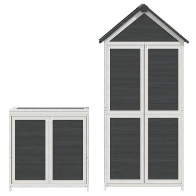 vidaXL 2 Piece Garden Tool Shed Set Grey Solid Wood Pine