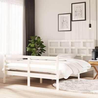 vidaXL Bed Frame without Mattress White Solid Wood King Size