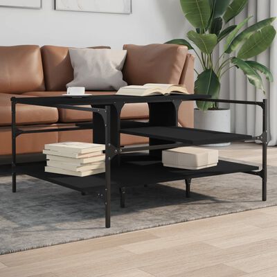 vidaXL Coffee Table Black 100x100x48.5 cm Engineered Wood