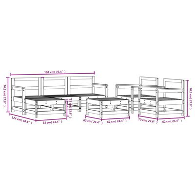 vidaXL 7 Piece Garden Lounge Set Solid Wood Douglas