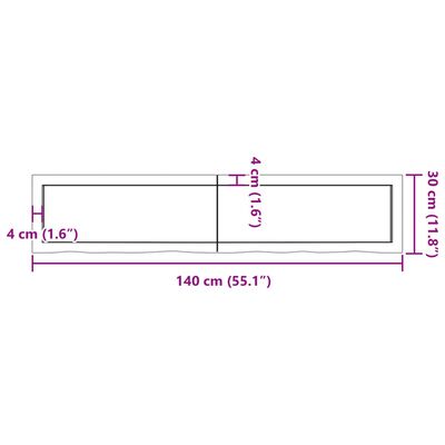 vidaXL Wall Shelf Dark Brown 140x30x(2-6) cm Treated Solid Wood Oak