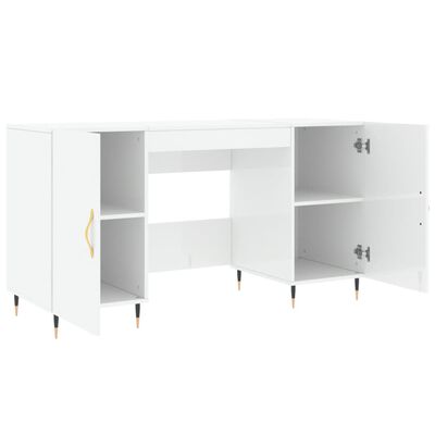 vidaXL Desk High Gloss White 140x50x75 cm Engineered Wood