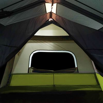 vidaXL Family Tent with LED 10-Person Light Green Quick Release