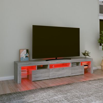 vidaXL TV Cabinet with LED Lights Grey Sonoma 200x36.5x40 cm