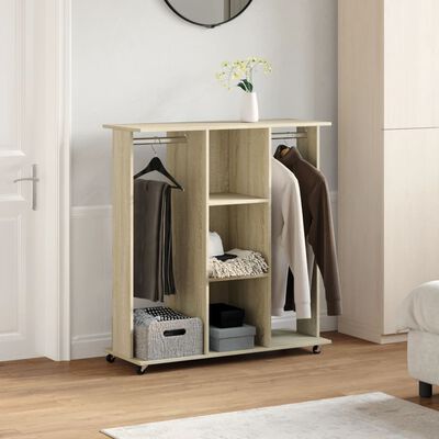 vidaXL Wardrobe with Wheels Sonoma Oak 102x38x110 cm Engineered Wood