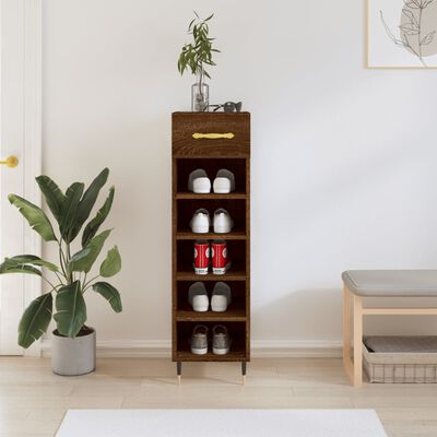 vidaXL Shoe Cabinet Brown Oak 30x35x105 cm Engineered Wood