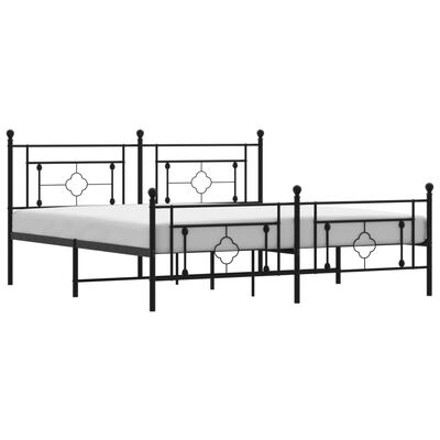 vidaXL Metal Bed Frame without Mattress with Footboard Black 183x213 cm