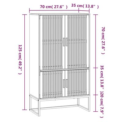 vidaXL Highboard Black 70x35x125 cm Engineered Wood