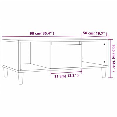 vidaXL Coffee Table Brown Oak 90x50x36,5 cm Engineered Wood