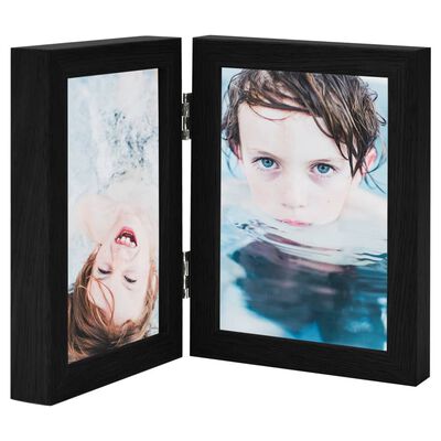 vidaXL Bifold Photo Frame Collage Black 2x