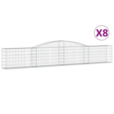 vidaXL Arched Gabion Baskets 8 pcs 400x30x60/80 cm Galvanised Iron