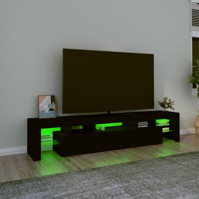 vidaXL TV Cabinet with LED Lights Black 200x36.5x40 cm