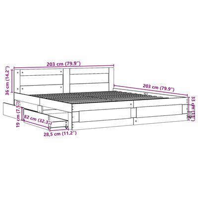 vidaXL Bed Frame with Headboard without Mattress Sonoma Oak 200x200 cm