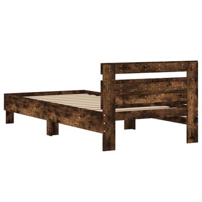 vidaXL Bed Frame without Mattress with Headboard Smoked Oak 100x200 cm