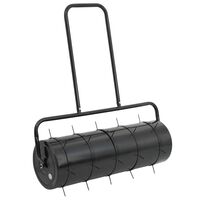 vidaXL Garden Lawn Roller with Aerator Clamps Black 63 L Iron and Steel