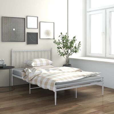 vidaXL Bed Frame without Mattress White Metal 120x200 cm