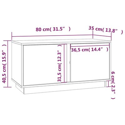 vidaXL TV Cabinet Black 80x35x40.5 cm Solid Wood Pine