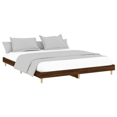 vidaXL Bed Frame without Mattress Brown Oak 200x200 cm Engineered Wood