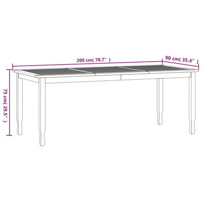 vidaXL Garden Dining Table 200x90x75 cm Solid Wood Teak