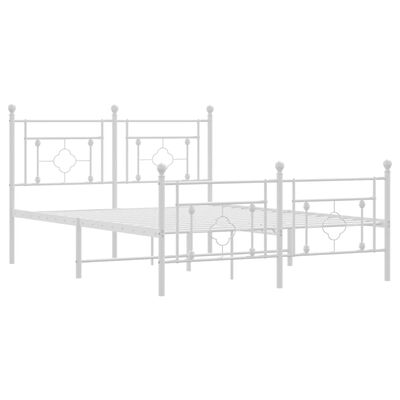 vidaXL Metal Bed Frame without Mattress with Footboard White 140x200 cm