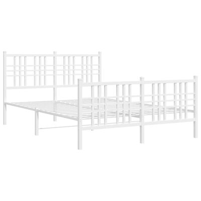 vidaXL Metal Bed Frame without Mattress with Footboard White 140x200 cm