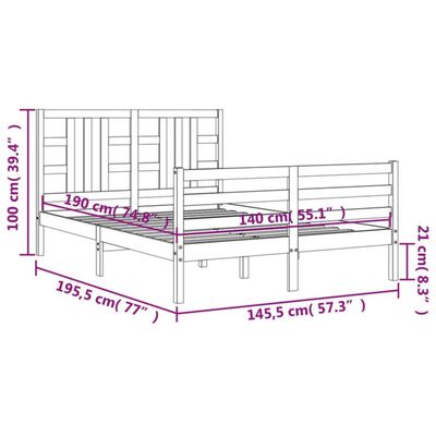 vidaXL Bed Frame without Mattress Grey 140x190 cm Solid Wood Pine