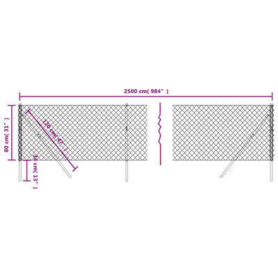 vidaXL Chain Link Fence Green 0.8x25 m