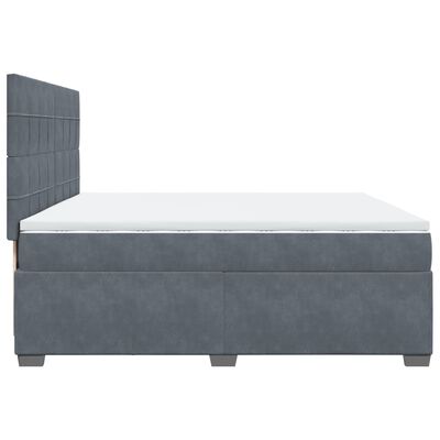 vidaXL Box Spring Bed with Mattress Dark Grey 200x200 cm Velvet