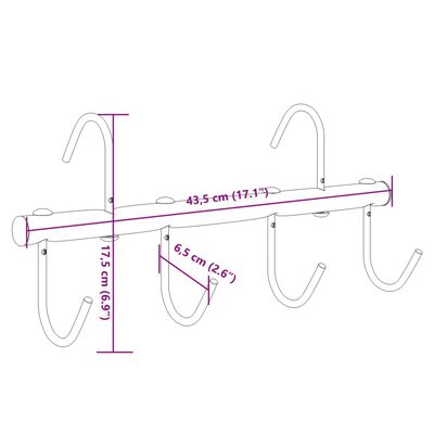 vidaXL Bridle Hanger with 6 Swivel Hooks Black Steel