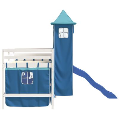 vidaXL Kids' Loft Bed with Tower without Mattress Blue 90x190 cm Single