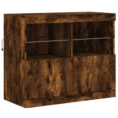 vidaXL Sideboard with LED Lights Smoked Oak 283x37x67 cm