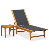 vidaXL Sun Lounger with Table Solid Acacia Wood and Textilene