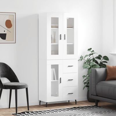 vidaXL Highboard High Gloss White 69.5x34x180 cm Engineered Wood