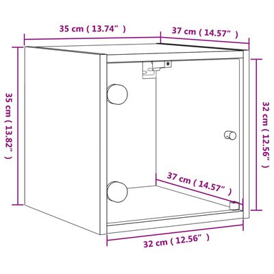 vidaXL Bedside Cabinet with Glass Door Sonoma Oak 35x37x35 cm