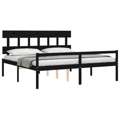 vidaXL Senior Bed without Mattress Black 200x200 cm Solid Wood