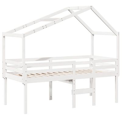 vidaXL High Sleeper Bed without Mattress White 75x190 cm Small Single Solid Wood Pine