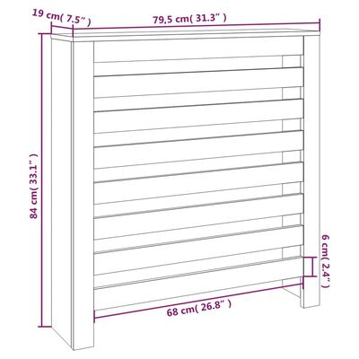 vidaXL Radiator Cover 79.5x19x84 cm Solid Wood Pine