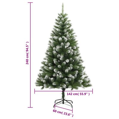 vidaXL Artificial Hinged Christmas Tree with Flocked Snow 240 cm