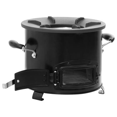 vidaXL Camping Wood Stove Black 36x26x22.5 cm Metal