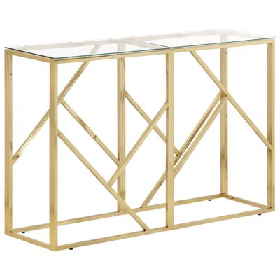 vidaXL Console Table Gold Stainless Steel and Tempered Glass