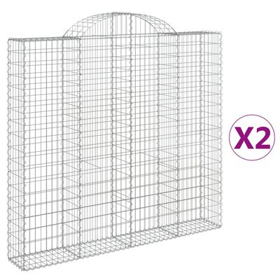 vidaXL Arched Gabion Baskets 2 pcs 200x30x180/200 cm Galvanised Iron