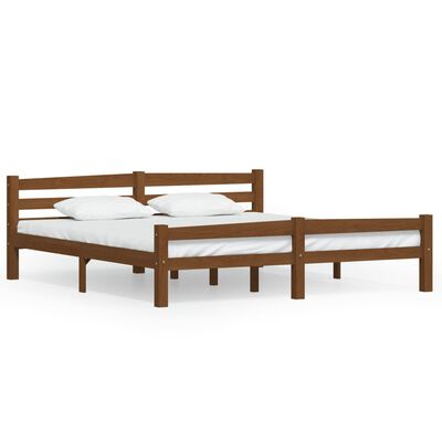 vidaXL Bed Frame without Mattress Honey Brown Solid Pinewood 180x200 cm Super King