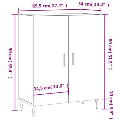 vidaXL Sideboard Concrete Grey 69.5x34x90 cm Engineered Wood