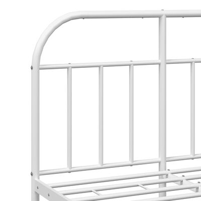 vidaXL Metal Bed Frame without Mattress with Headboard White 135x190 cm Double