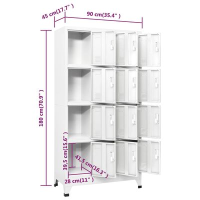 vidaXL Locker Cabinet with 12 Compartments 90x45x180 cm