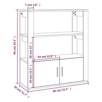 vidaXL Sideboard High Gloss White 80x30x90 cm Engineered Wood