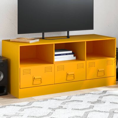 vidaXL TV Cabinet Mustard Yellow 99x39x44 cm Steel