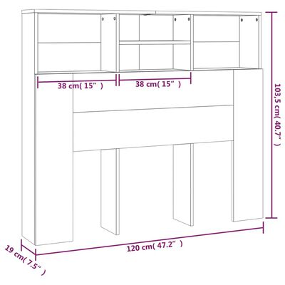 vidaXL Headboard Cabinet High Gloss White 120x19x103.5 cm