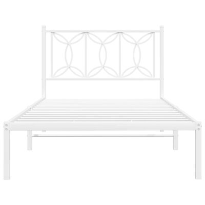 vidaXL Metal Bed Frame without Mattress with Headboard White 100x200 cm